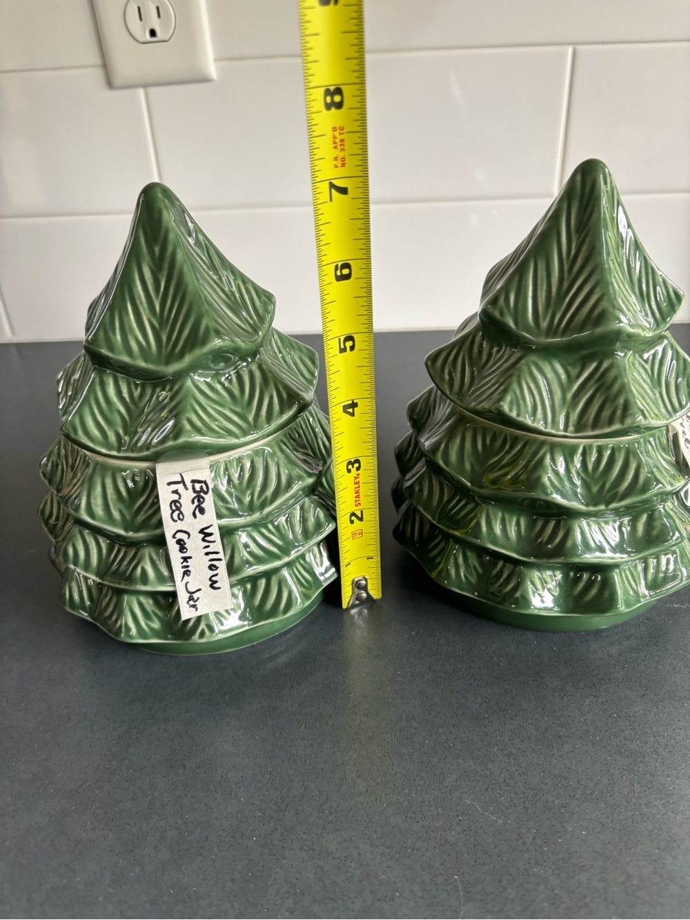 Green Ceramic Christmas Tree Cookie Jars - Set of 2 By Bee & Willow